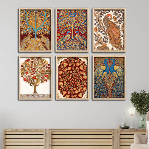 Artistic Peacock Couple & Floral Pattern
