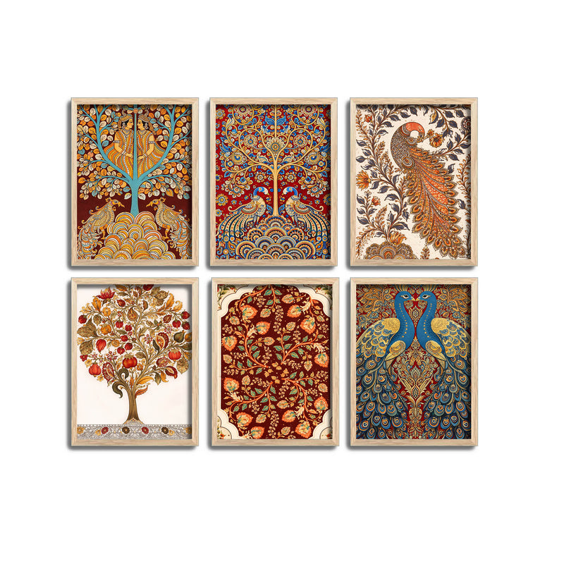 Artistic Peacock Couple & Floral Pattern