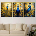 Artistic Peacock Floating Acrylic Wall Painting Set of 3