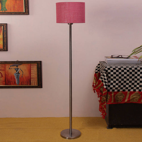 Artistic Pink Color Drum Shaped Designer Steel Floor Lamp