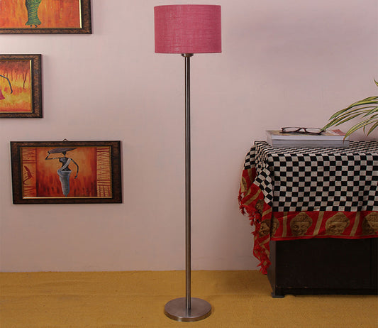 Artistic Pink Color Drum Shaped Designer Steel Floor Lamp