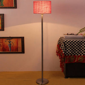 artistic-pink-color-drum-shaped-designer-steel-floor-lamp