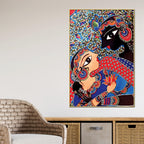 Artistic Radha Krishna Canvas Painting | Indian Style Spiritual Wall Art