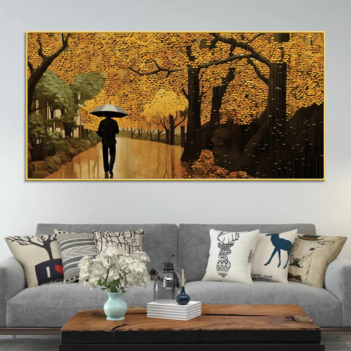 Artistic Rainy Day Forest Canvas Painting for Nature Wall Décor