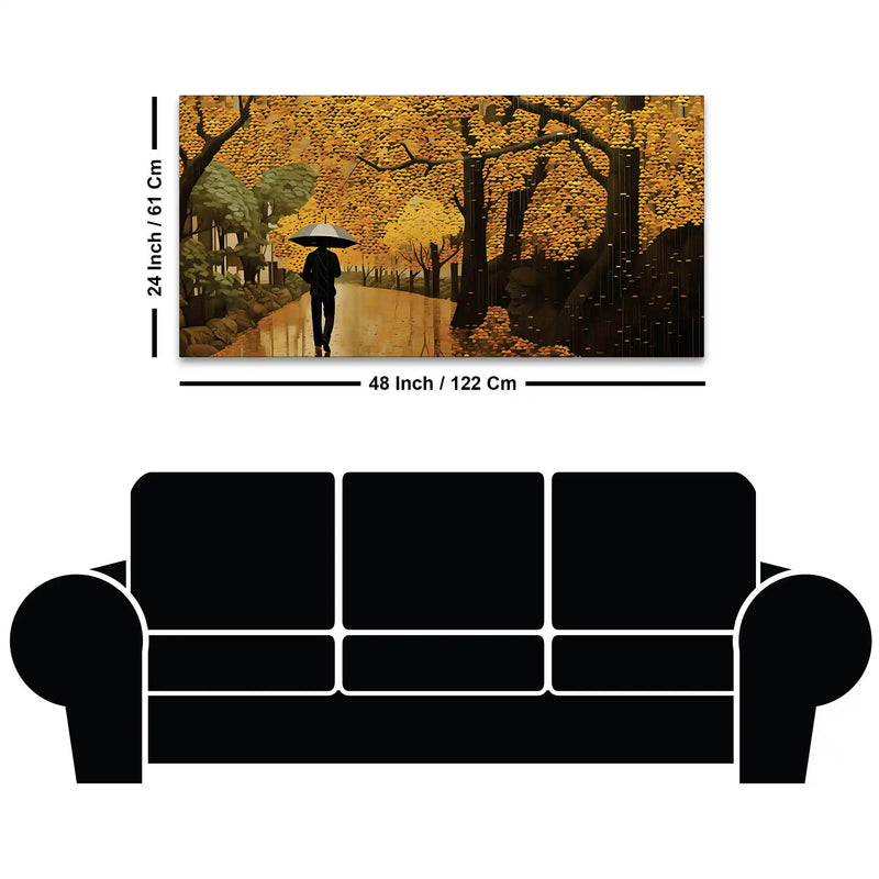 Artistic Rainy Day Forest Canvas Painting for Nature Wall Décor