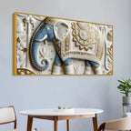 Artistic Royal Blue Elephant Mandala 3D Canvas Wall Painting