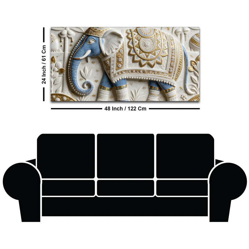 Artistic Royal Blue Elephant Mandala 3D Canvas Wall Painting
