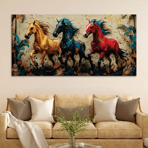 Artistic Running Horses Canvas Wall Art Abstract Painting for Modern Decor