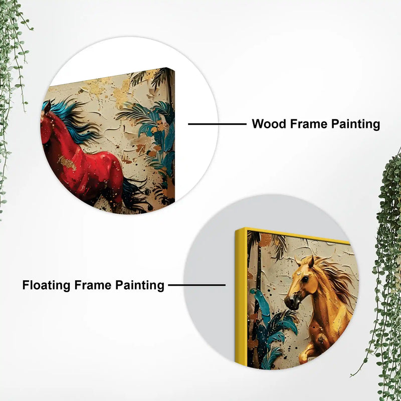 Artistic Running Horses Canvas Wall Art Abstract Painting for Modern Decor