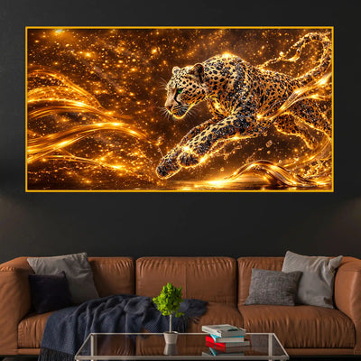 Artistic Running Leopard Crystal Glass Painting