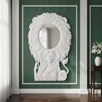 Artistic Sculptural 3D Wall Mirror with Female Figure & Lion Mane Design – Creative Art Wall Mirror for Home & Office