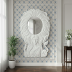 Artistic Sculptural 3D Wall Mirror with Female Figure & Lion Mane Design – Creative Art Wall Mirror for Home & Office