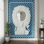 Artistic Sculptural 3D Wall Mirror with Female Figure & Lion Mane Design – Creative Art Wall Mirror for Home & Office