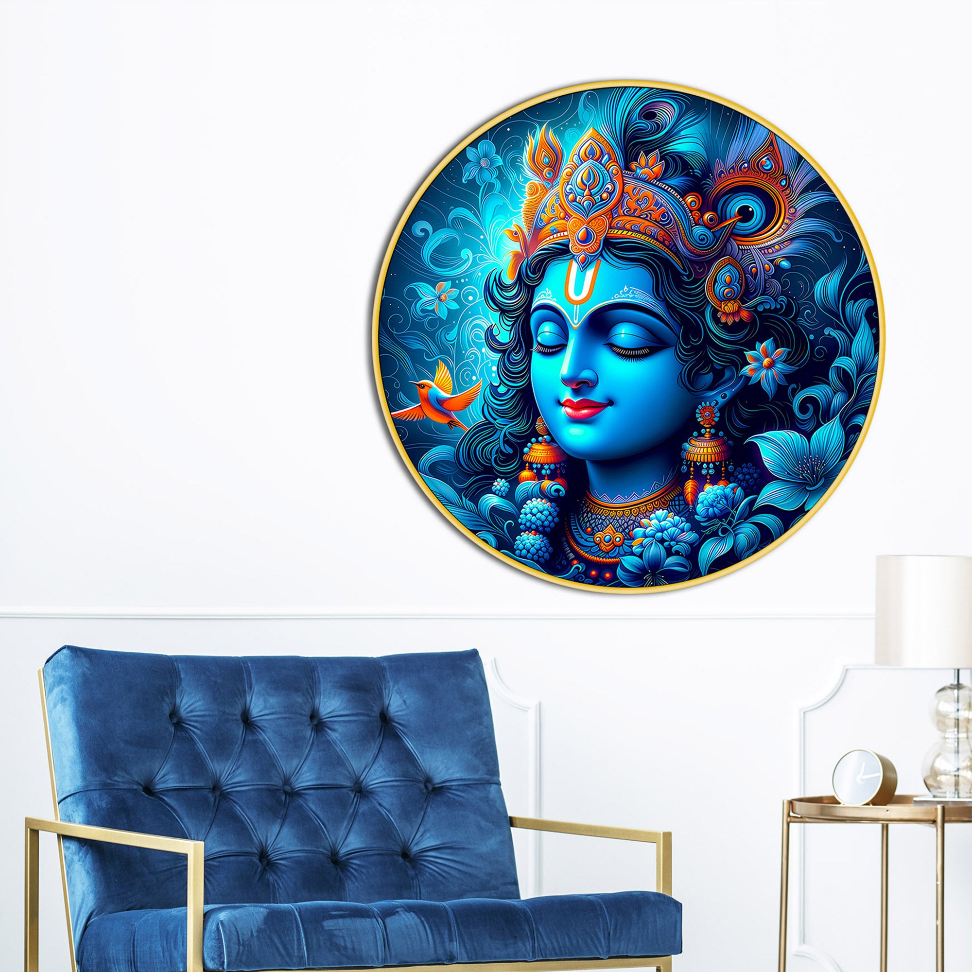 Artistic Shri Krishna Round Painting Decor