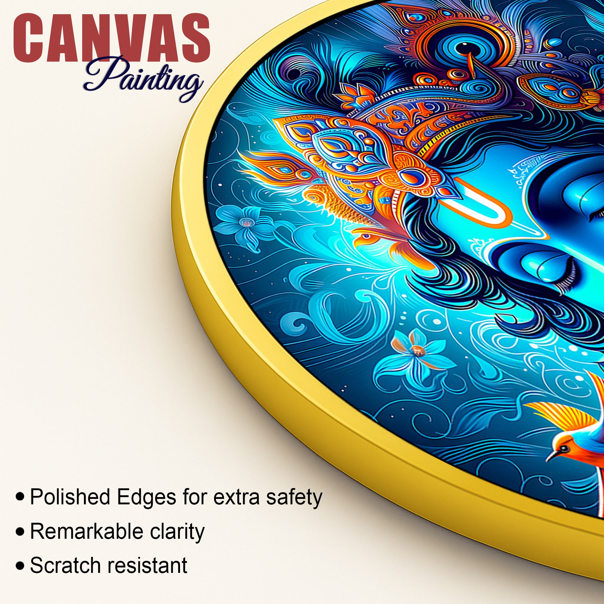 Artistic Shri Krishna Round Painting Decor