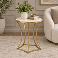 Artistic Side Table with White Marble Top for Guest Room, Office Cabin & Premium Home Decor