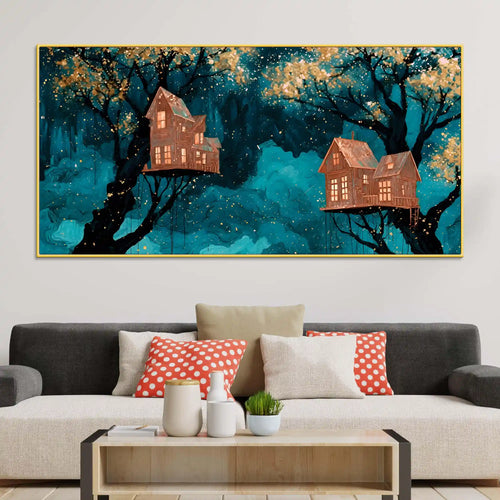 Artistic Treehouse Abstract Canvas Painting