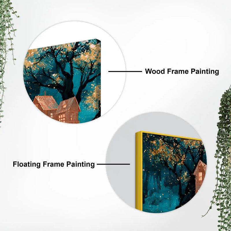 Artistic Treehouse Abstract Canvas Painting