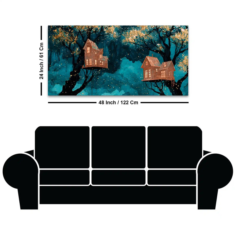 Artistic Treehouse Abstract Canvas Painting