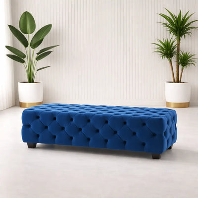 artistic-tufted-blue-velvet-rectangular-ottoman