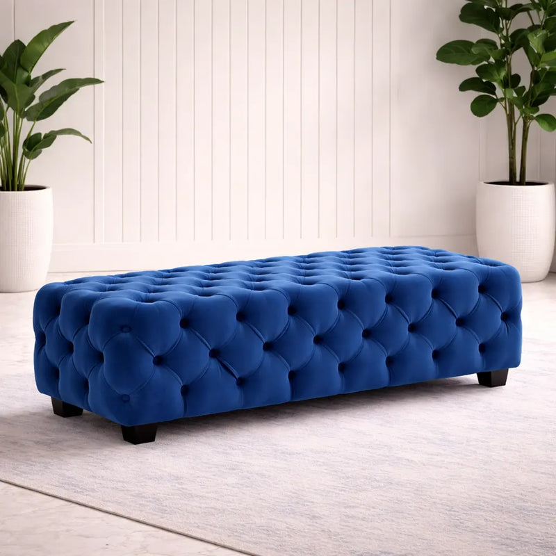 artistic-tufted-blue-velvet-rectangular-ottoman