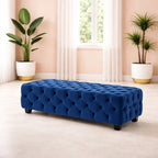 artistic-tufted-blue-velvet-rectangular-ottoman