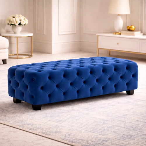 artistic-tufted-blue-velvet-rectangular-ottoman