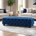 artistic-tufted-blue-velvet-rectangular-ottoman