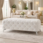 artistic-tufted-white-velvet-rectangular-ottoman