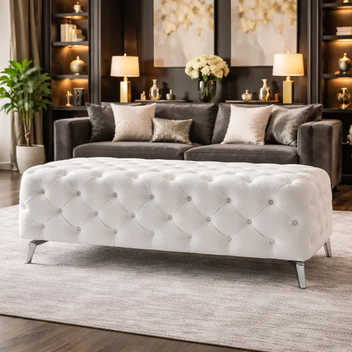 artistic-tufted-white-velvet-rectangular-ottoman