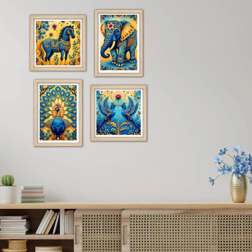 Artistic Vibrant Nature Wall Art Frame Set of 4