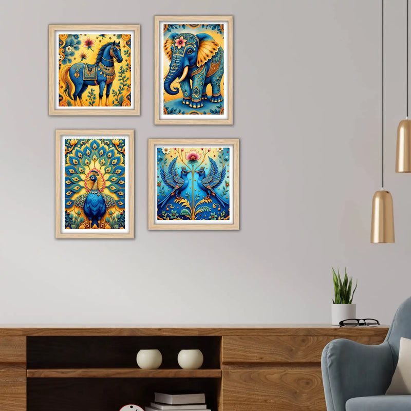 Artistic Vibrant Nature Wall Art Frame Set of 4