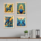Artistic Vibrant Nature Wall Art Frame Set of 4