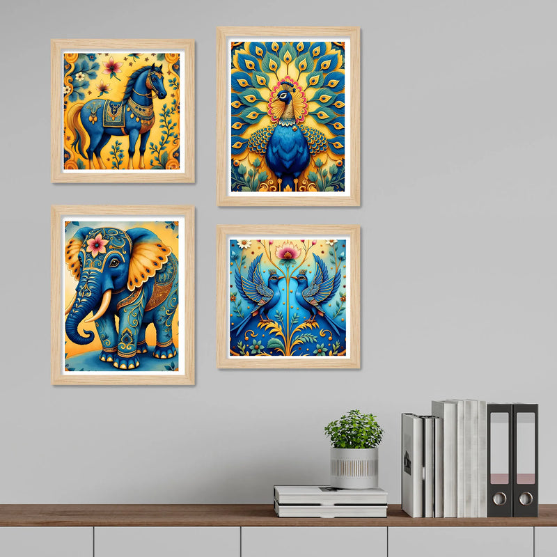 Artistic Vibrant Nature Wall Art Frame Set of 4