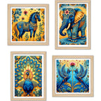 Artistic Vibrant Nature Wall Art Frame Set of 4