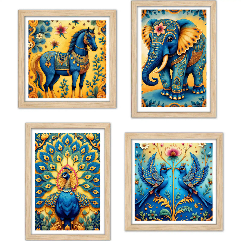 Artistic Vibrant Nature Wall Art Frame Set of 4