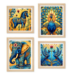 Artistic Vibrant Nature Wall Art Frame Set of 4