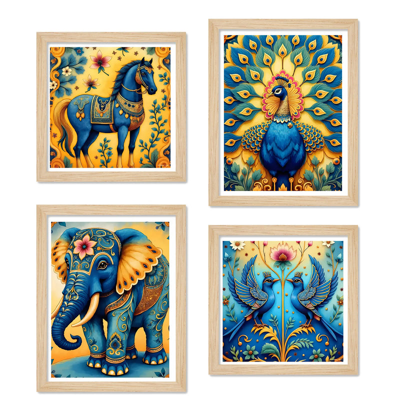 Artistic Vibrant Nature Wall Art Frame Set of 4