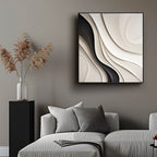 Artistic Wall Art in Black and Cream with Smooth Flowing Layers
