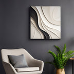 Artistic Wall Art in Black and Cream with Smooth Flowing Layers