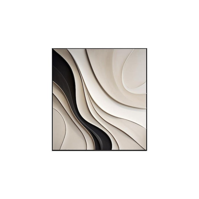 Artistic Wall Art in Black and Cream with Smooth Flowing Layers