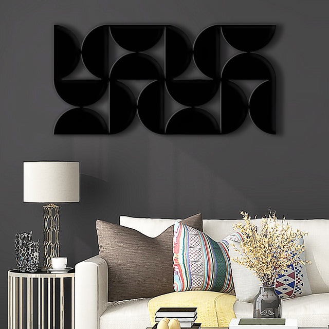 Artistic Wall Decor with Black Cutout Geometric Forms