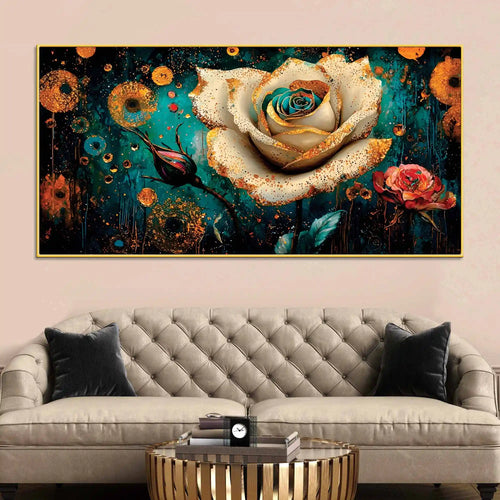 Artistic White Rose Canvas Wall Art Painting