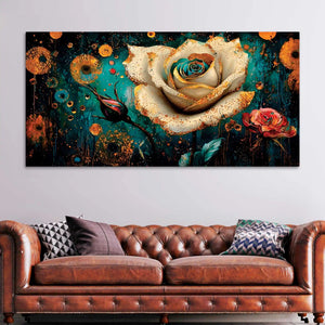 Artistic White Rose Canvas Wall Art Painting