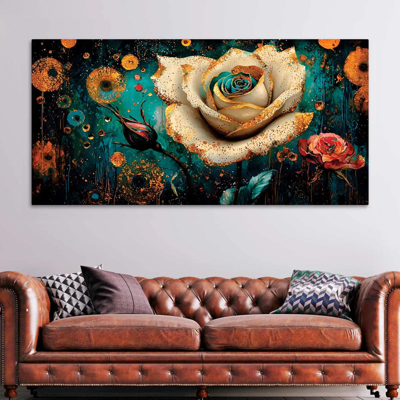 Artistic White Rose Canvas Wall Art Painting