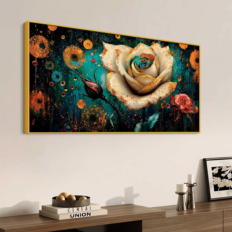Artistic White Rose Canvas Wall Art Painting