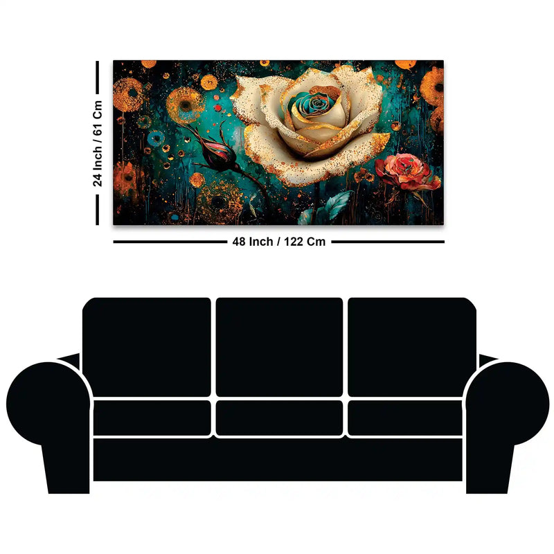 Artistic White Rose Canvas Wall Art Painting