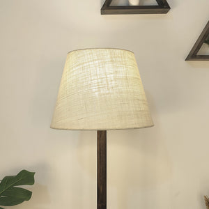 Artistic Wooden Floor Lamp with Premium Beige Fabric Lampshade