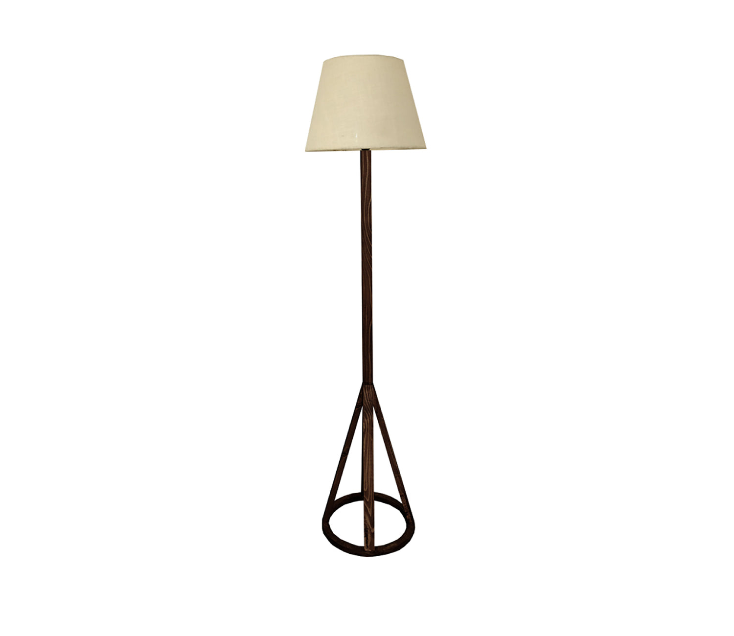 Artistic Wooden Floor Lamp with Premium Beige Fabric Lampshade