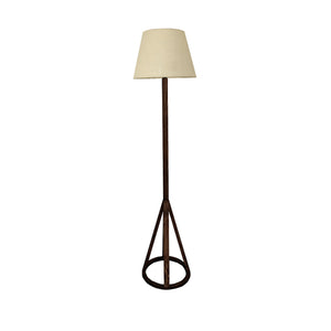 Artistic Wooden Floor Lamp with Premium Beige Fabric Lampshade